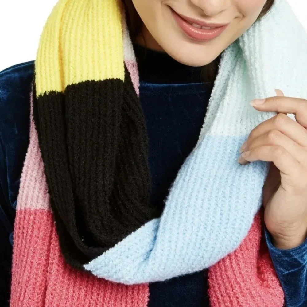 Twisted Rib Multi Color Block Muffler Scarf - Picture 2 of 5